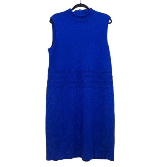 St John 2 Piece Set Sleeveless Midi Dress / Long Jacket Hearts Blue 12/14 - Picture 6 of 7